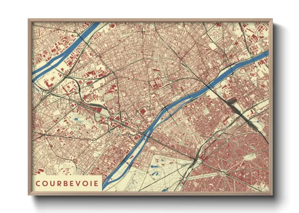 Une affiche de carte sur Courbevoie