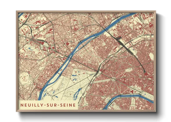 Une affiche de carte sur Neuilly-sur-Seine