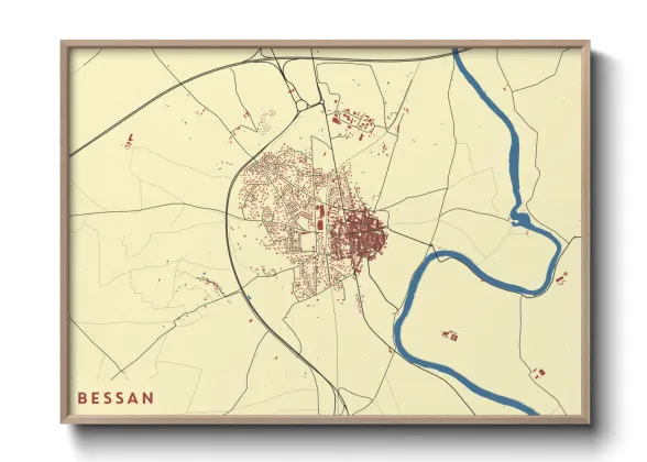 Une affiche de carte sur Bessan