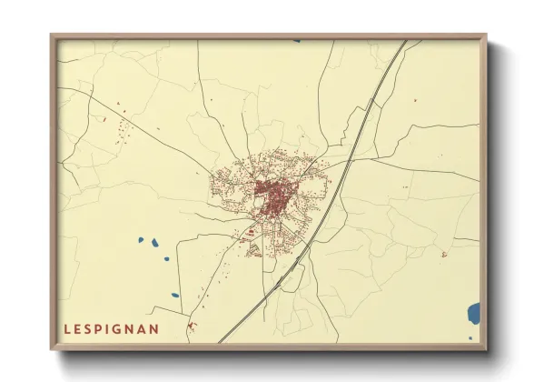 Une affiche de carte sur Lespignan