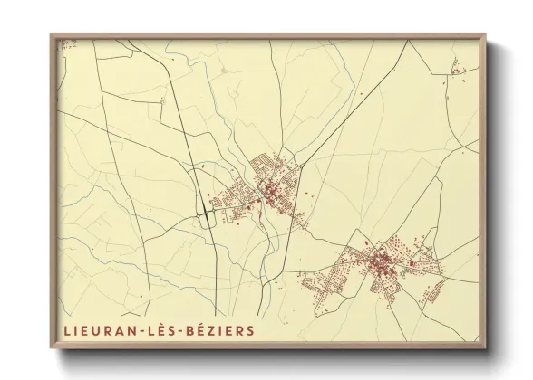 Une affiche de carte sur Lieuran-lès-Béziers