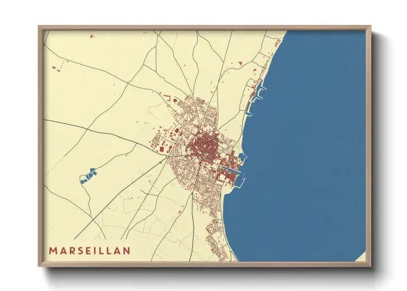 Une affiche de carte sur Marseillan