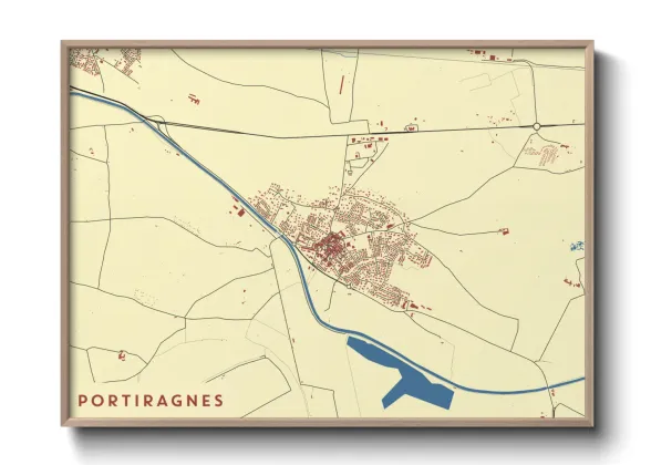 Une affiche de carte sur Portiragnes