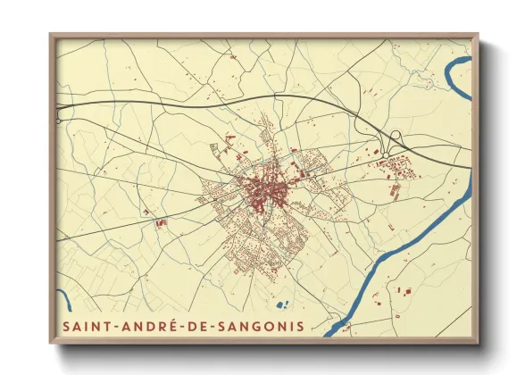 Une affiche de carte sur Saint-André-de-Sangonis
