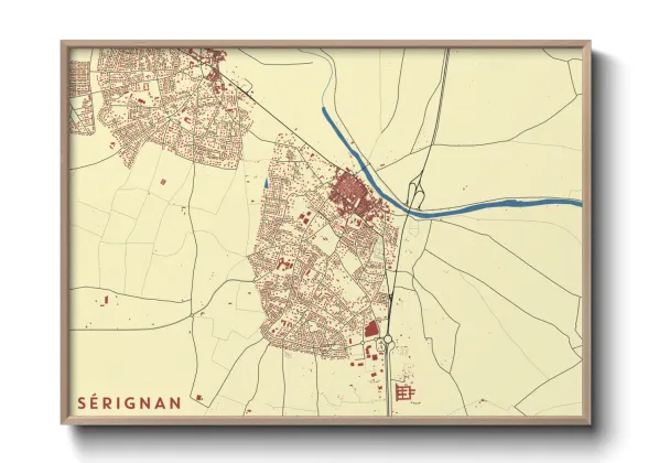 Une affiche de carte sur Sérignan