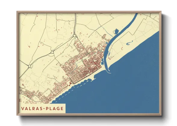 Une affiche de carte sur Valras-Plage