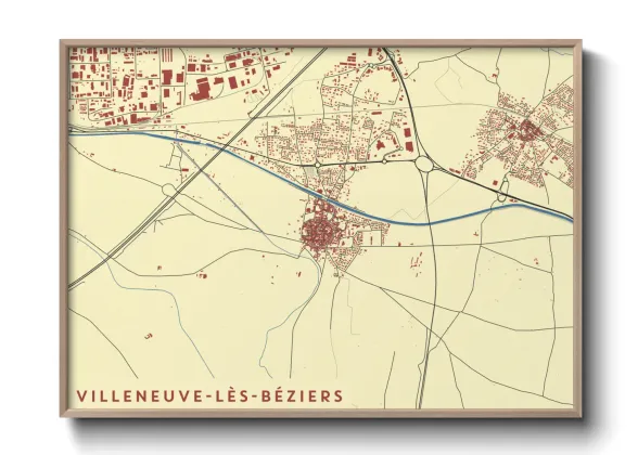 Une affiche de carte sur Villeneuve-lès-Béziers