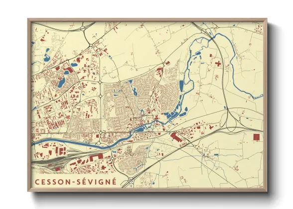 Une affiche de carte sur Cesson-Sévigné