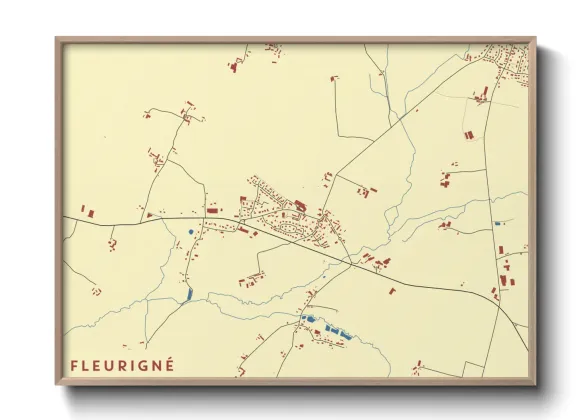 Une affiche de carte sur Fleurigné