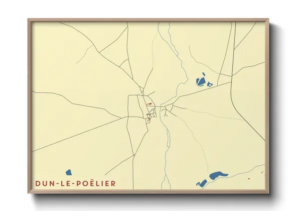 Une affiche de carte sur Dun-le-Poëlier
