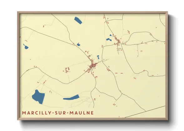 Une affiche de carte sur Marcilly-sur-Maulne