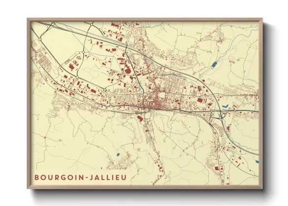 Une affiche de carte sur Bourgoin-Jallieu