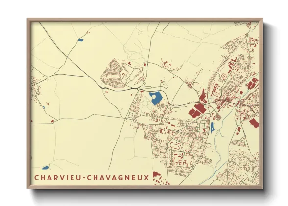 Une affiche de carte sur Charvieu-Chavagneux