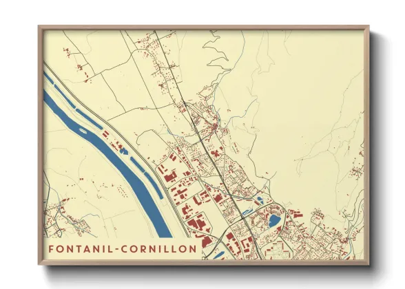 Une affiche de carte sur Fontanil-Cornillon
