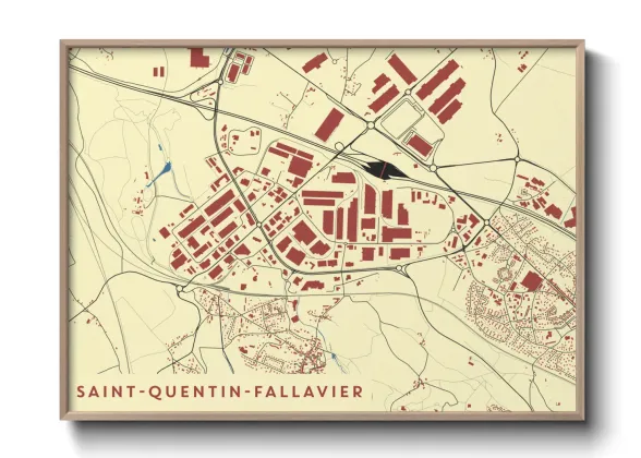 Une affiche de carte sur Saint-Quentin-Fallavier