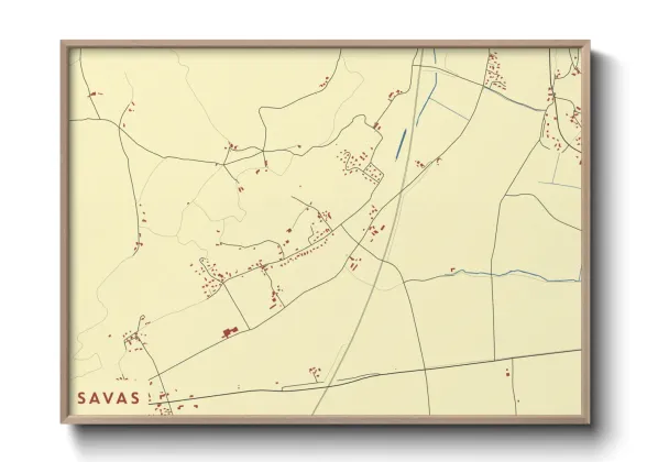 Une affiche de carte sur Savas
