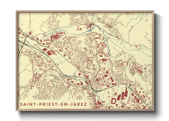 Une affiche de carte sur Saint-Priest-en-Jarez