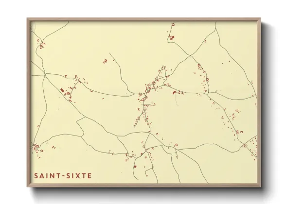 Une affiche de carte sur Saint-Sixte