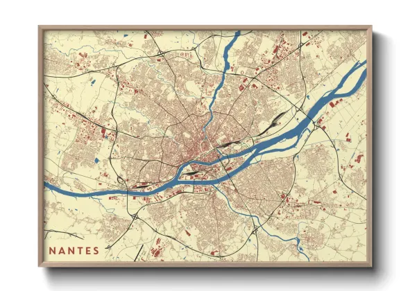 Une affiche de carte sur Nantes