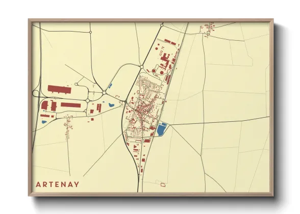 Une affiche de carte sur Artenay
