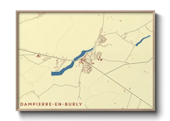 Une affiche de carte sur Dampierre-en-Burly