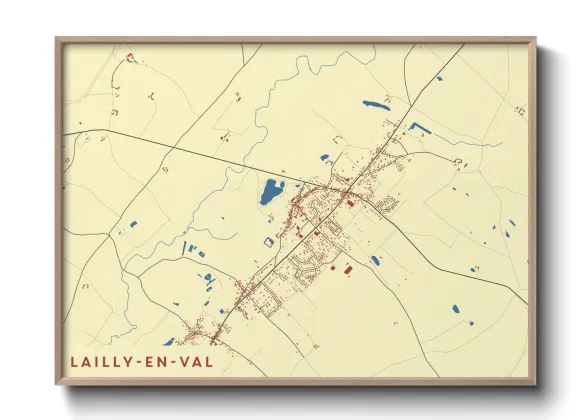 Une affiche de carte sur Lailly-en-Val