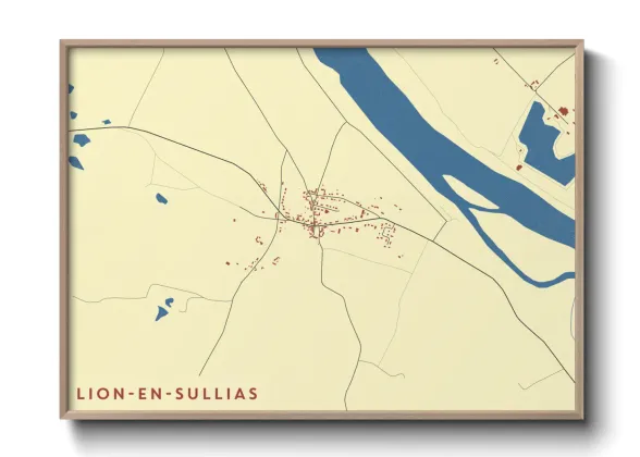 Une affiche de carte sur Lion-en-Sullias