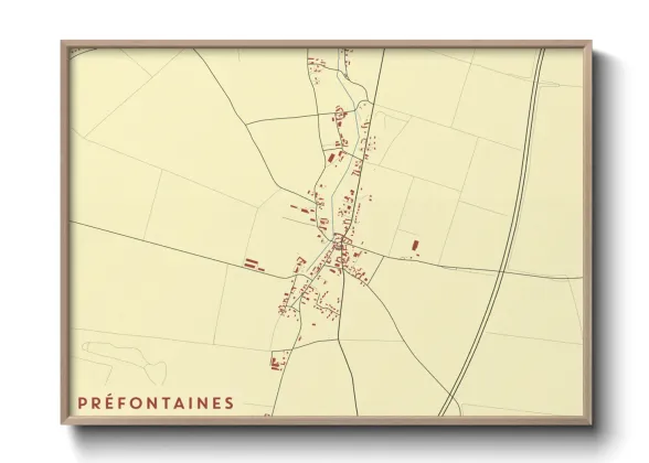 Une affiche de carte sur Préfontaines