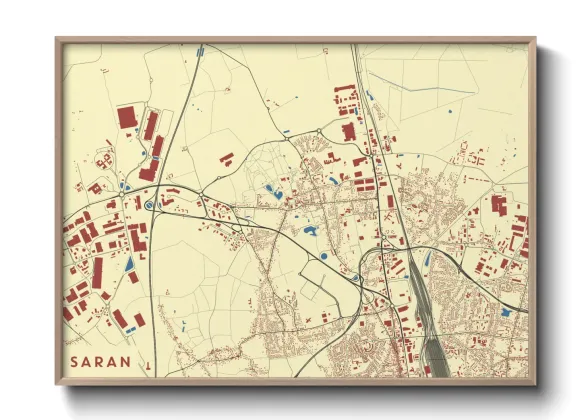 Une affiche de carte sur Saran