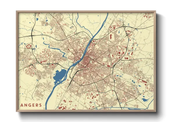 Une affiche de carte sur Angers