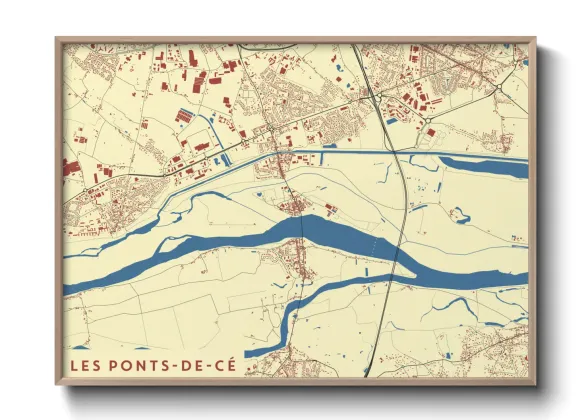 Une affiche de carte sur Les Ponts-de-Cé