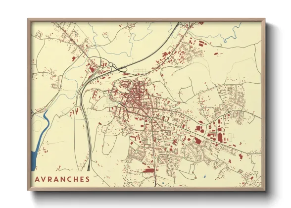 Une affiche de carte sur Avranches