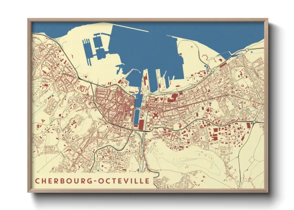 Une affiche de carte sur Cherbourg-Octeville
