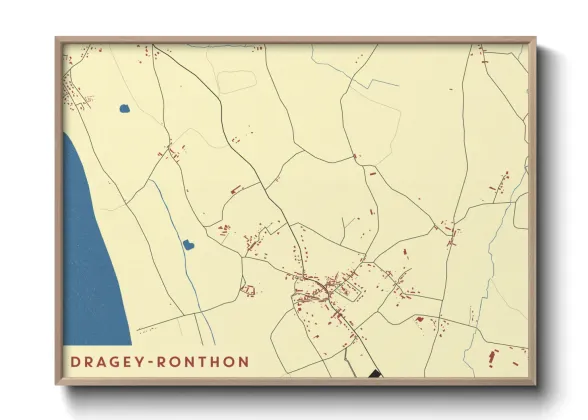 Une affiche de carte sur Dragey-Ronthon