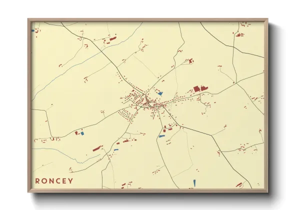 Une affiche de carte sur Roncey