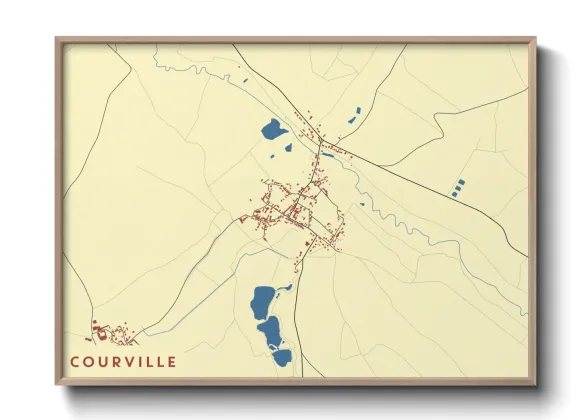 Une affiche de carte sur Courville