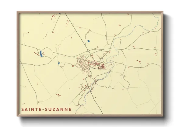 Une affiche de carte sur Sainte-Suzanne
