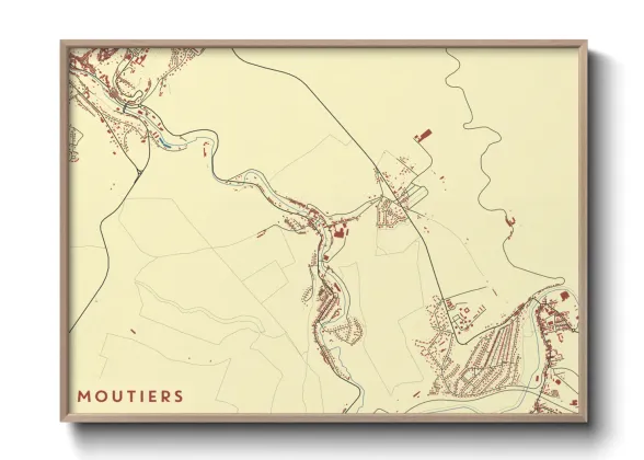 Une affiche de carte sur Moutiers