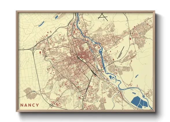 Une affiche de carte sur Nancy
