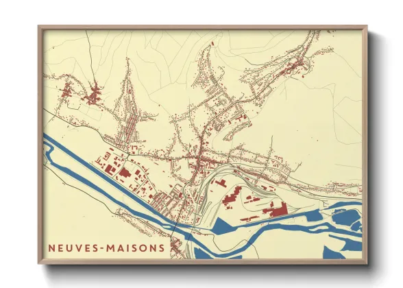 Une affiche de carte sur Neuves-Maisons