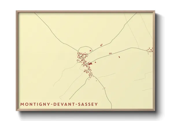 Une affiche de carte sur Montigny-devant-Sassey
