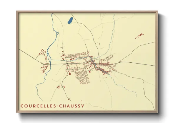 Une affiche de carte sur Courcelles-Chaussy