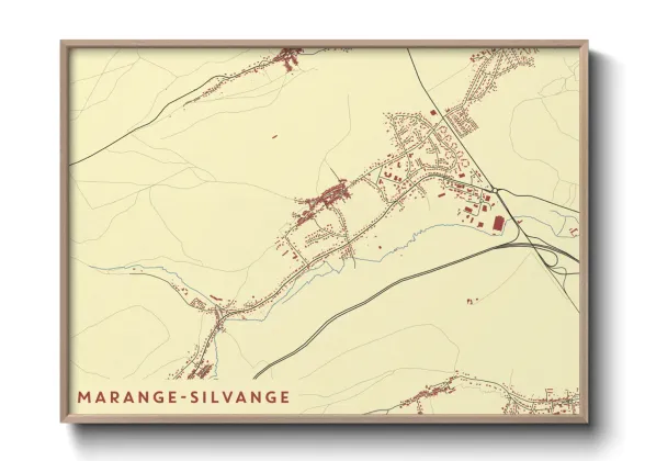 Une affiche de carte sur Marange-Silvange