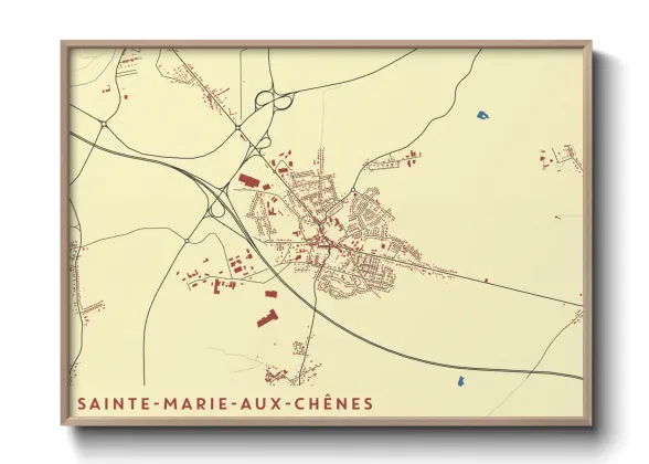 Une affiche de carte sur Sainte-Marie-aux-Chênes