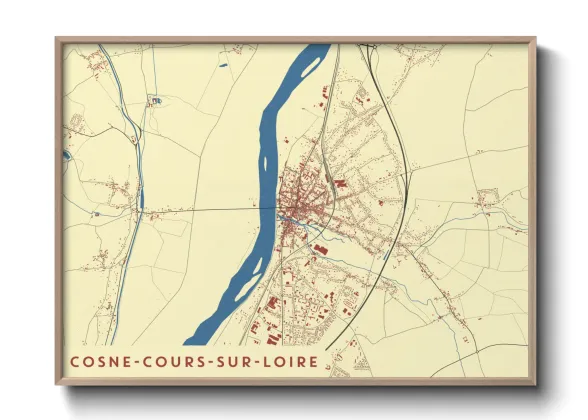 Une affiche de carte sur Cosne-Cours-sur-Loire