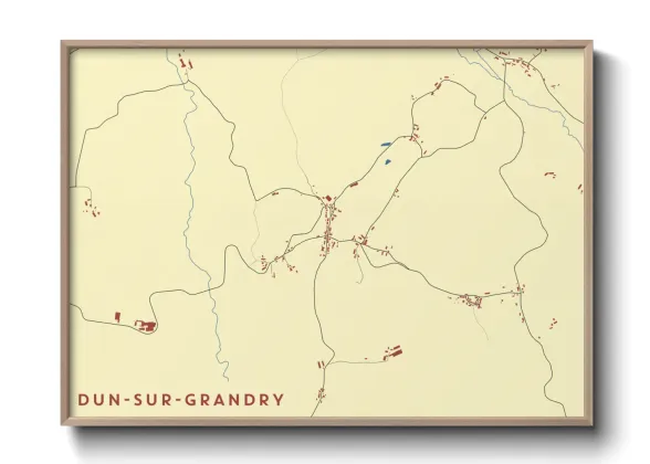 Une affiche de carte sur Dun-sur-Grandry