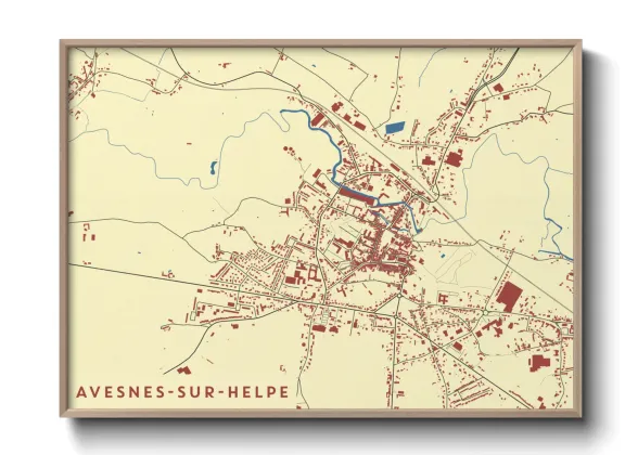 Une affiche de carte sur Avesnes-sur-Helpe