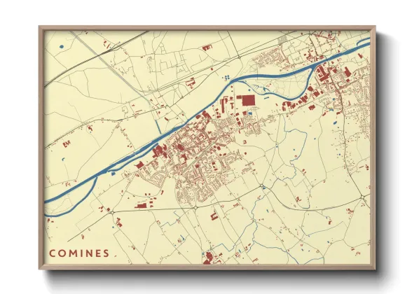 Une affiche de carte sur Comines