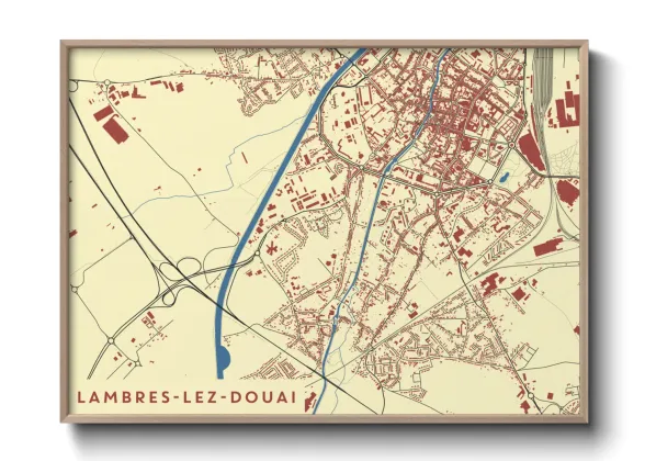 Une affiche de carte sur Lambres-lez-Douai