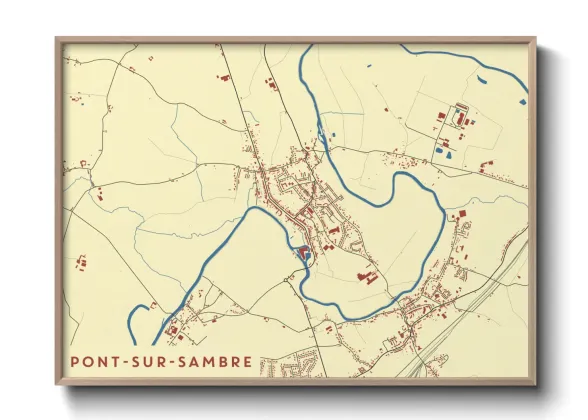 Une affiche de carte sur Pont-sur-Sambre